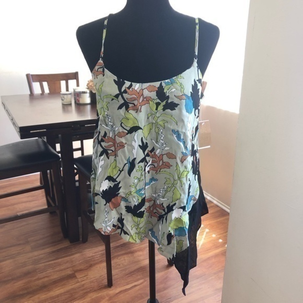 Rachel Roy Island Hop Green Olive Blouse sz L